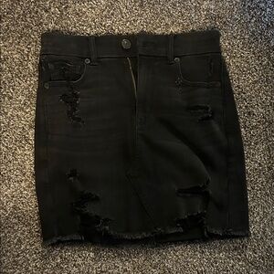 American Eagle Outfitters Black Distressed Mini Skirt